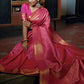 Contemporary Kanjivaram Silk Pink Weaving Saree
