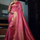 Contemporary Kanjivaram Silk Pink Weaving Saree