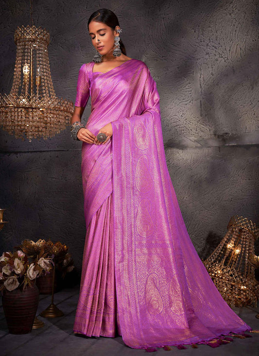 Classic Kanjivaram Silk Purple Woven Saree