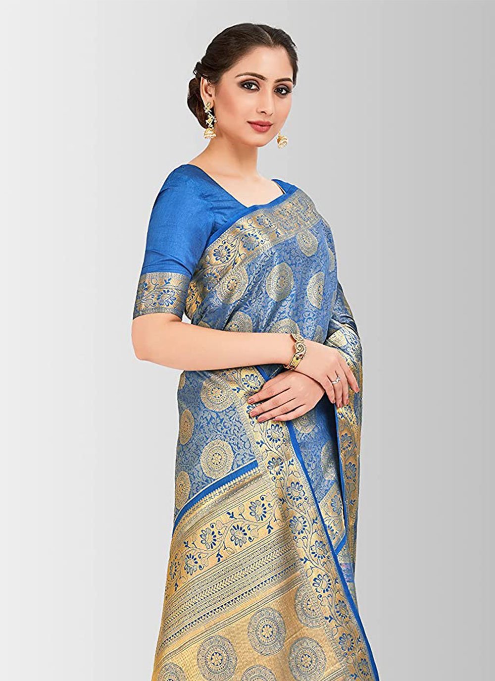 Classic Kanjivaram Silk Blue Zari Saree