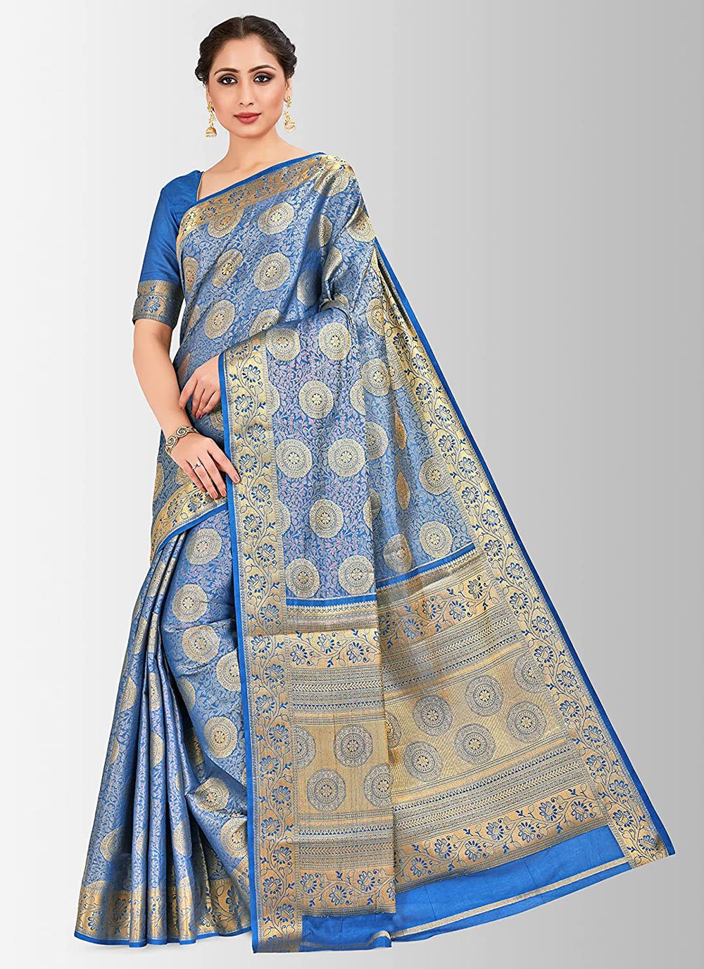 Classic Kanjivaram Silk Blue Zari Saree