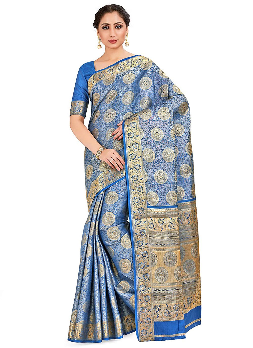 Classic Kanjivaram Silk Blue Zari Saree