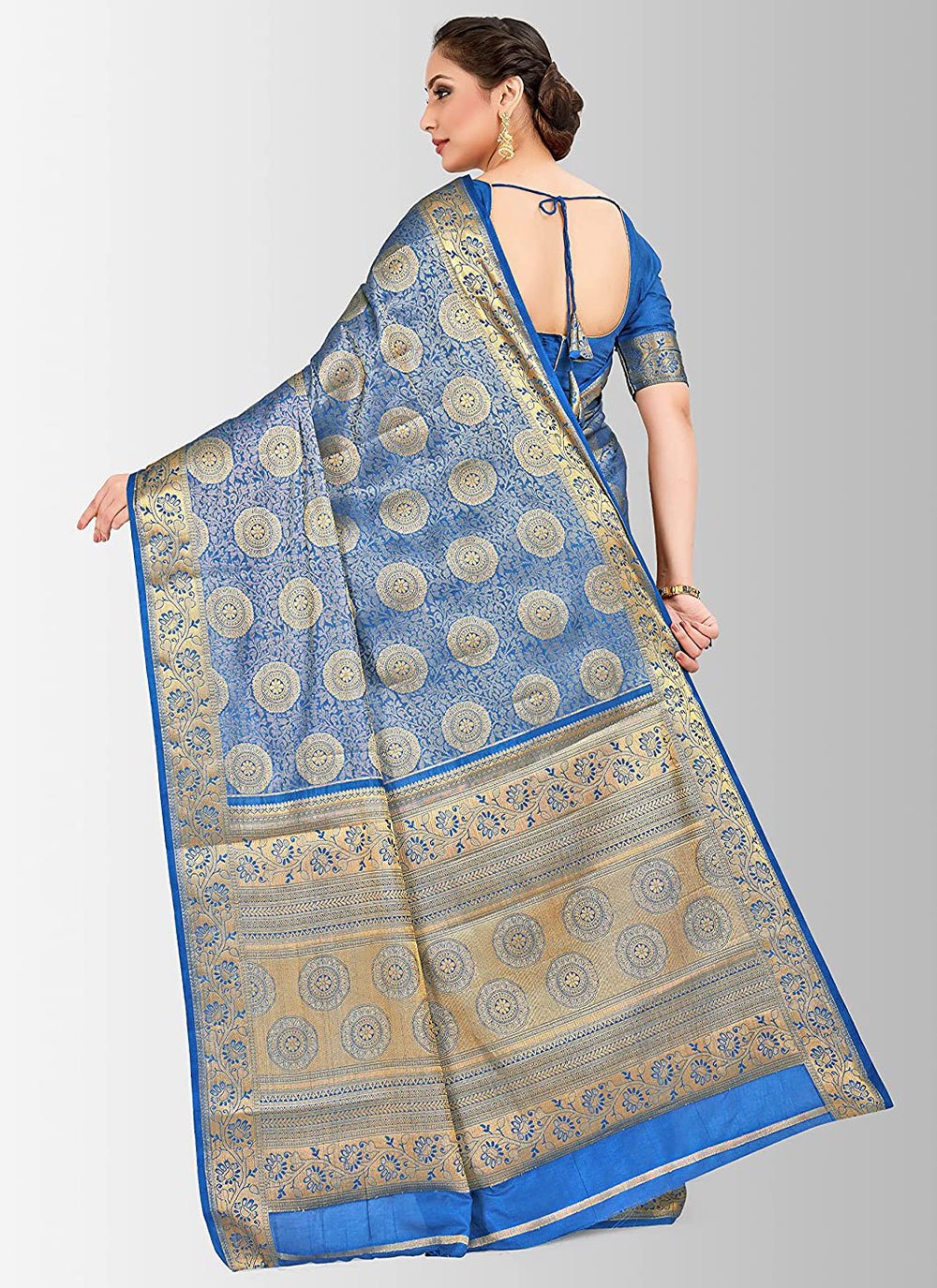 Classic Kanjivaram Silk Blue Zari Saree