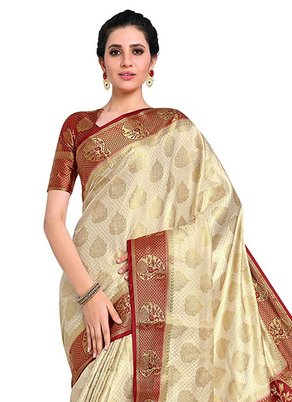 Classic Kanjivaram Silk Cream Zari Saree