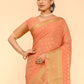 Classic Georgette Kanjivaram Silk Peach Patch Border Saree