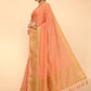 Classic Georgette Kanjivaram Silk Peach Patch Border Saree