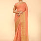Classic Georgette Kanjivaram Silk Peach Patch Border Saree