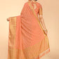 Classic Georgette Kanjivaram Silk Peach Patch Border Saree