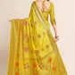 Contemporary Kanjivaram Silk Yellow Zari Saree