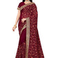 Classic Georgette Maroon Embroidered Saree