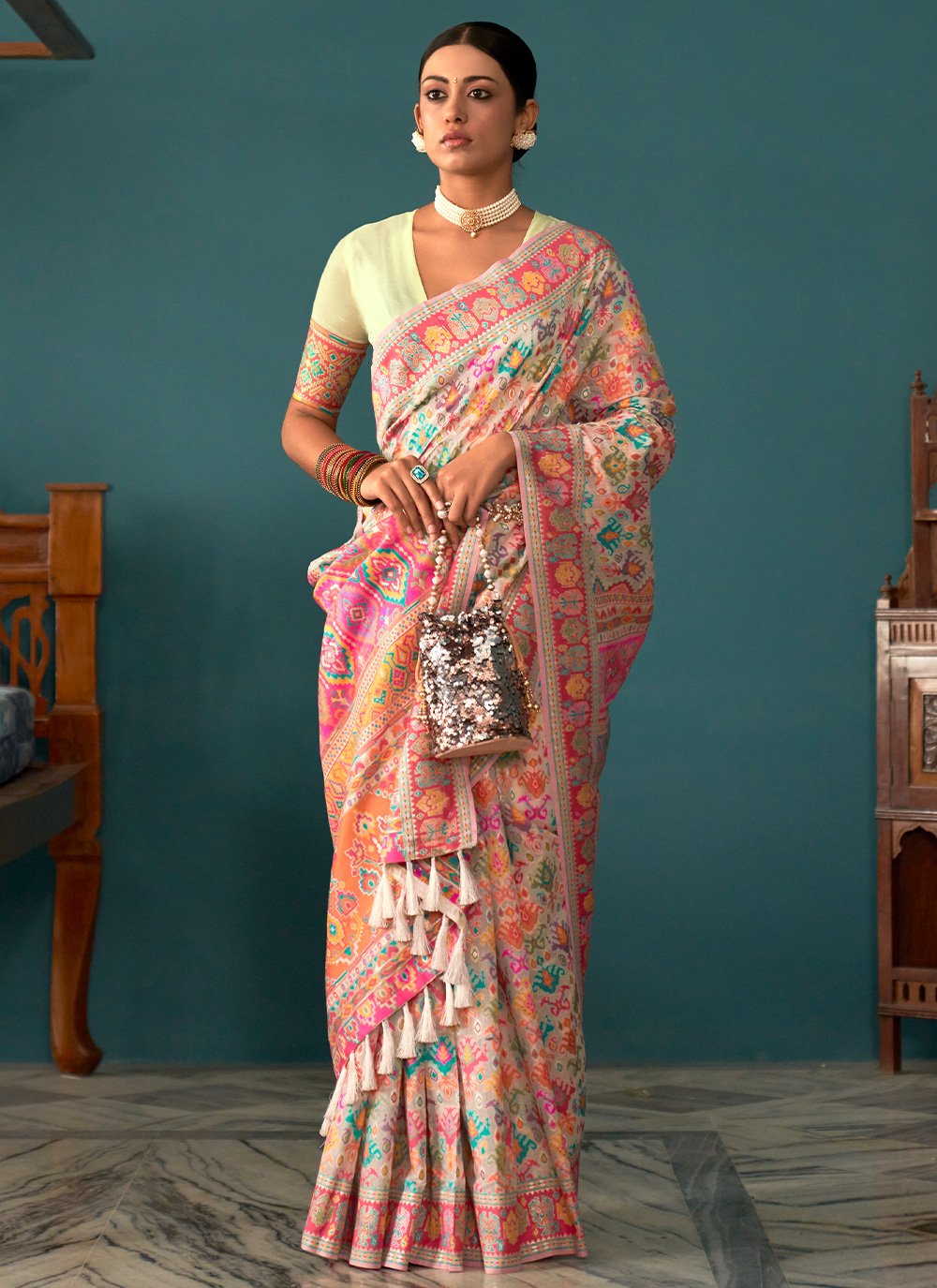 Contemporary Pashmina Multi Colour Kashmiri Saree