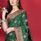 Classic Katan Silk Green Patch Border Saree
