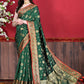 Classic Katan Silk Green Patch Border Saree