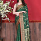 Classic Katan Silk Green Patch Border Saree