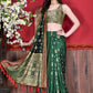 Classic Katan Silk Green Patch Border Saree