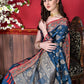 Classic Katan Silk Blue Patch Border Saree