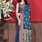 Classic Katan Silk Blue Patch Border Saree