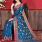Classic Katan Silk Blue Patch Border Saree