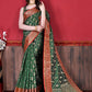 Trendy Saree Katan Silk Green Patch Border Saree