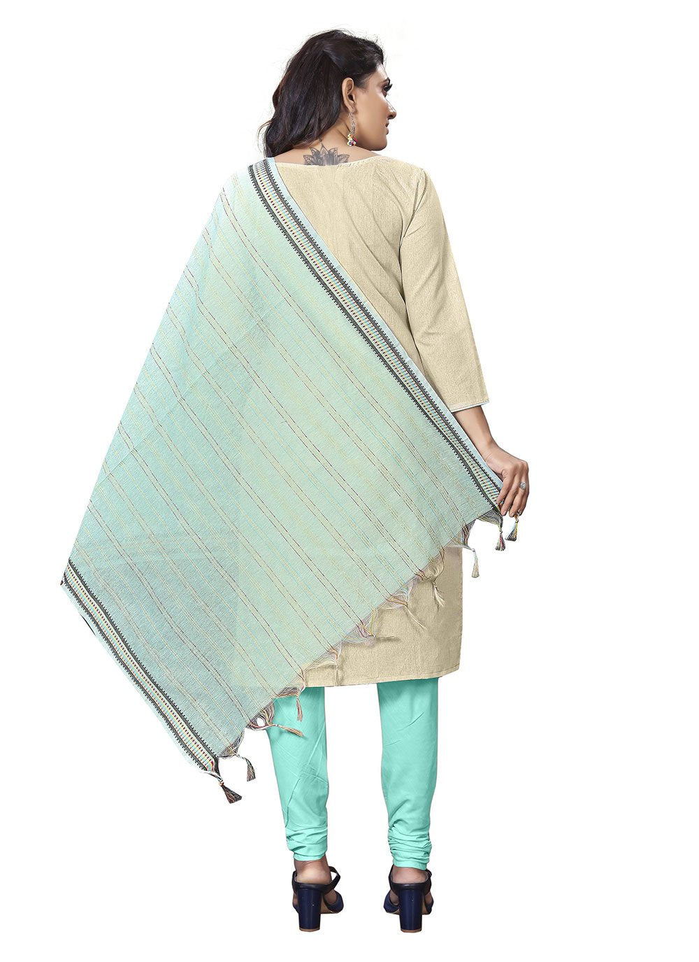 Salwar Suit Cotton Khadi Off White Embroidered Salwar Kameez