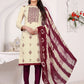 Salwar Suit Cotton Khadi Cream Embroidered Salwar Kameez