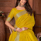 Contemporary Khadi Silk Linen Yellow Woven Saree