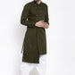 Kurta Blended Cotton Green Buttons Mens