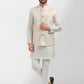 Kurta Payjama With Jacket Art Banarasi Silk Cream Embroidered Mens