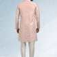 Kurta Payjama With Jacket Art Banarasi Silk Peach Thread Mens