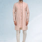 Kurta Payjama With Jacket Art Banarasi Silk Peach Thread Mens