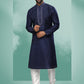 Kurta Pyjama Art Silk Blue Embroidered Mens