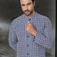Kurta Pyjama Cotton Blue Embroidered Mens