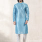 Kurta Pyjama Banarasi Jacquard Aqua Blue Fancy Work Mens