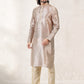 Kurta Pyjama Banarasi Jacquard Beige Fancy Work Mens