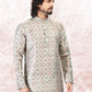 Kurta Pyjama Banarasi Jacquard Green Fancy Work Mens