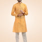 Kurta Pyjama Banarasi Jacquard Orange Fancy Work Mens