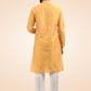 Kurta Pyjama Banarasi Jacquard Orange Fancy Work Mens