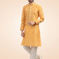 Kurta Pyjama Banarasi Jacquard Orange Fancy Work Mens