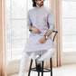 Kurta Pyjama Cotton Grey Fancy Work Mens