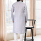 Kurta Pyjama Cotton Grey Fancy Work Mens