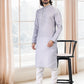 Kurta Pyjama Cotton Grey Fancy Work Mens