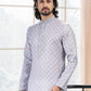 Kurta Pyjama Cotton Grey Fancy Work Mens