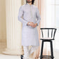 Kurta Pyjama Cotton Grey Off White Fancy Work Mens