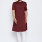 Kurta Pyjama Blended Cotton Maroon Plain Mens