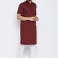 Kurta Pyjama Blended Cotton Maroon Plain Mens