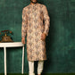 Kurta Pyjama Cotton Yellow Print Mens