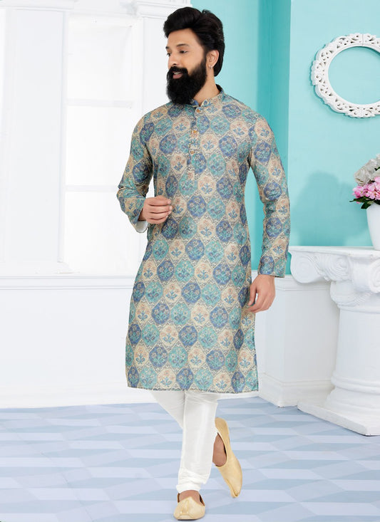 Kurta Pyjama Fancy Fabric Multi Colour Digital Print Mens