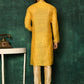 Kurta Pyjama Art Silk Yellow Woven Mens