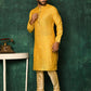 Kurta Pyjama Art Silk Yellow Woven Mens