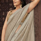 Classic Chiffon Brown Embroidered Saree